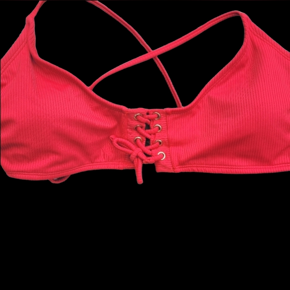 California Bikini Top Red Size Large Adjustable Gold Grommets ❤️ Super Cute